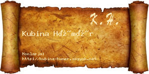 Kubina Hümér névjegykártya